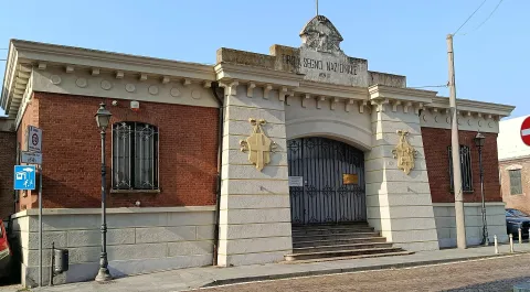 Facade of the historic Tiro a Segno Nazionale building in Chieri
