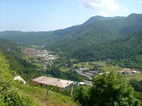 Saint Columban, patron who gives his name to a municipality once a monastic cell of Bobbio Abbey