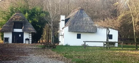 Traditional thatched-roof casoni buildings in Piove di Sacco
