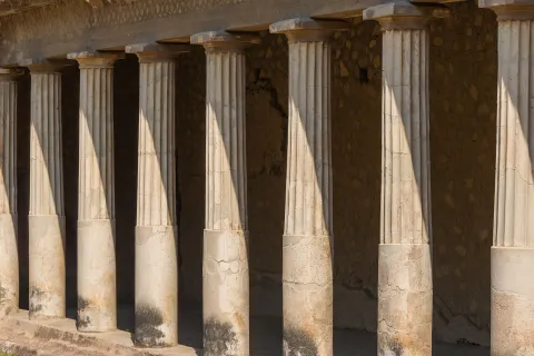 Ancient Roman fluted columns at Villa Poppaea in Torre Annunziata