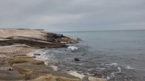 Rocky coastline and sea in the surroundings of Trani, Puglia
