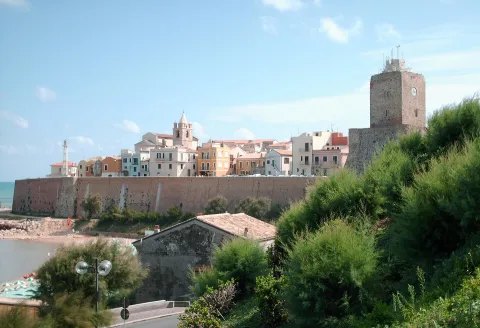 View of the old town of Termoli with the Swabian Castle and historic walls overlooking the sea.