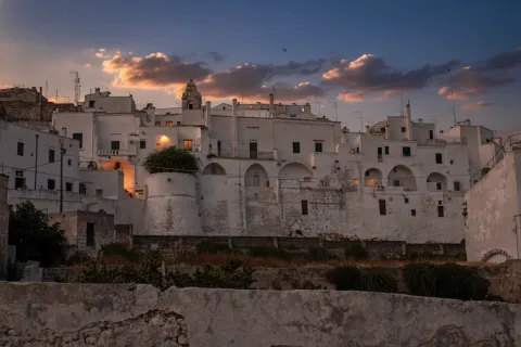 Whitewashed historic buildings in Ostuni, the famous White City of Apulia