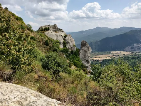 Dramatic rock formations and mountain scenery in the Dolomiti Lucane near Castelmezzano