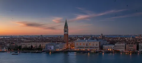 Panoramic view of St Mark's Square and Basilica in Venice