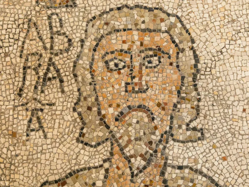 Detail of the floor mosaic depicting Abraham inside Otranto Cathedral.